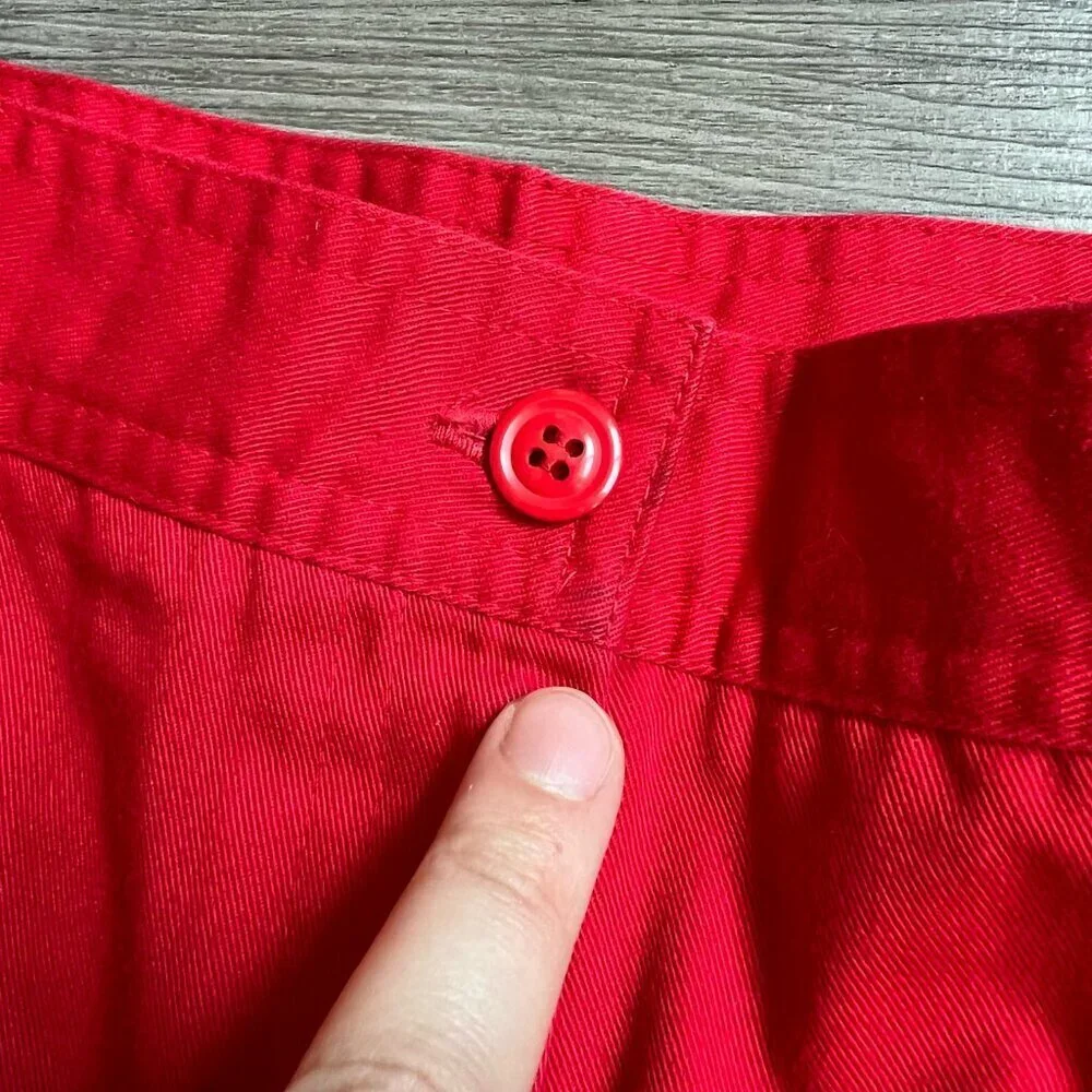 Vintage 90s High Waisted Camp Shorts Mom Shorts Red Domino Size 12 - Picture 2 of 4